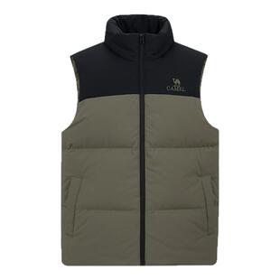 骆驼羽绒服马甲男款冬季户外立领防泼水内搭保暖鸭绒背心休闲外套