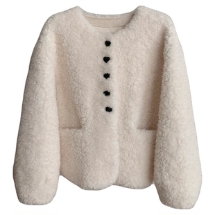 奶呼呼爱心扣 软糯100羊羔毛皮毛一体2025冬季新款皮草女毛毛外套