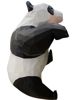 玻璃钢简约现在大型商场熊猫雕塑