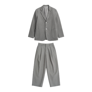 ESURO2026春款男士休闲西装套装通勤西服+微阔休闲裤经典西裤男