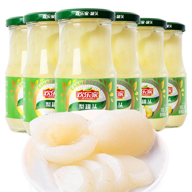 欢乐家 雪梨罐头256g*6瓶 新鲜糖水冰糖雪梨罐头休闲零食水果罐头