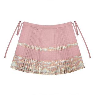 南山集【千里江山】双经轴仿妆花螺钿粉色织锦缎纱料马面裙春夏