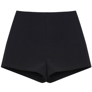 SourceWithU  女团回归 显高显瘦收腰黑色高腰气质修身休闲短裤女