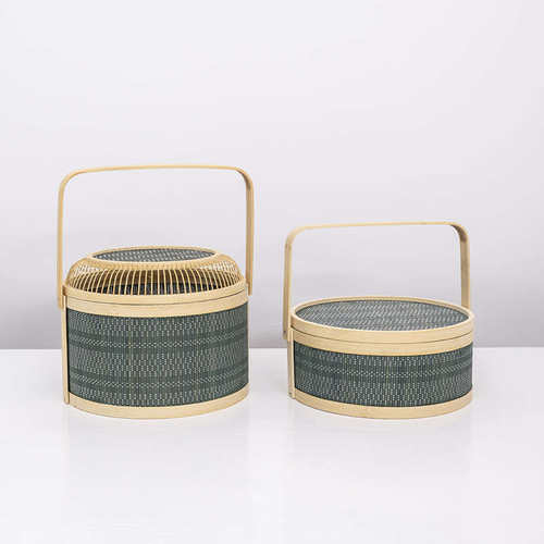 竹编竹篮子手提篮中秋月饼端午粽子礼品篮糕点特产竹盒大闸蟹竹篮