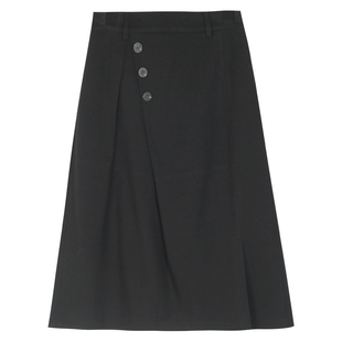 omont蛋挞家不规则a字半身裙女秋冬新款设计感显瘦高腰中长款裙子