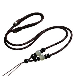 高端青海料和田玉吊坠挂绳玉坠玉佩翡翠挂件项链绳子手工编织男女