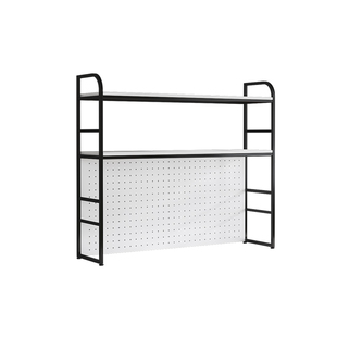 书架带洞洞板书桌收纳置物架 桌面多层铁艺架子学生桌上电脑桌