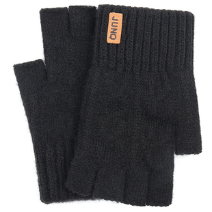 男士半指保暖手套针织毛线断指加厚拉绒防寒户外骑行车保暖手套