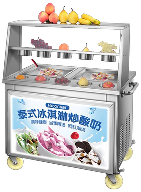 乐创炒冰机商用单双锅摆摊