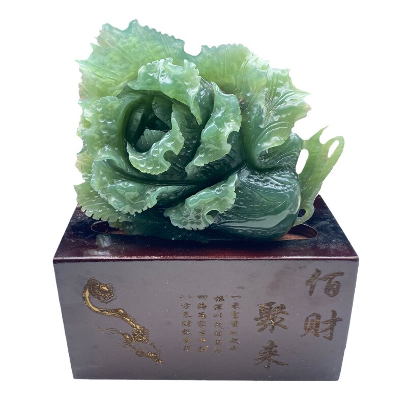 玉石摆件纯天然摆件玉石雕刻摆件石材工艺品岫玉玉白菜摆件包邮