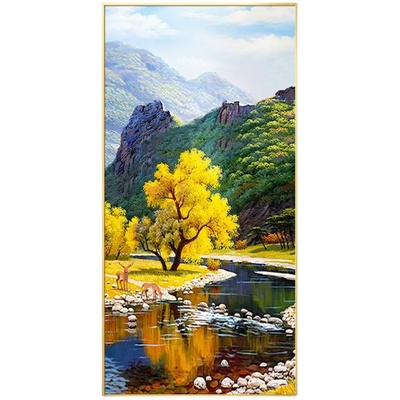 流水生财玄关装饰画轻奢高级感