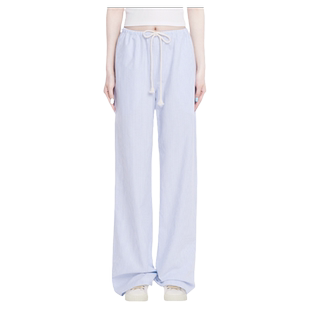 BM拖地裤长裤女纯棉条纹低腰休闲裤2026新款夏季裤子宽松bf慵懒风