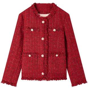 爱居兔冬季新款新年氛围感小香风风格时尚圆领羽绒服