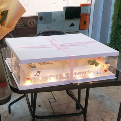 新款长方形蛋糕盒透明超大生日聚会开业1618寸20寸24寸包装盒包邮