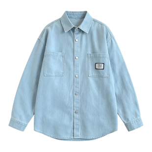 春秋季新款长袖衬衫男青少年初中高中学生衬衣服大童休闲外套潮牌