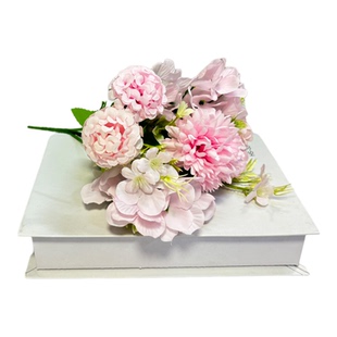 假花百合花仿真花束牡丹绣球花单支塑料雏菊玫瑰绢布花瓶插花摆设