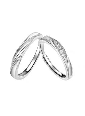 日韩系情侣对戒结婚仿真钻戒