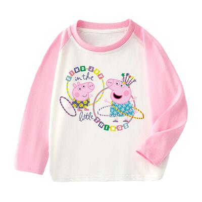 T恤长袖打底衫小猪佩奇100%棉