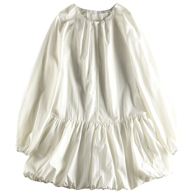 法式白色长袖高级感初恋连衣裙