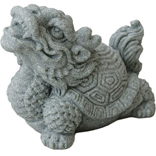 闻说|中式瑞兽龙龟茶宠摆件 青砂石创意手工泡茶可养茶玩茶道零配