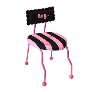 PAPAHUG 椅子餐椅餐凳爱心铁艺椅单椅卧室餐桌椅靠背凳子化妆凳