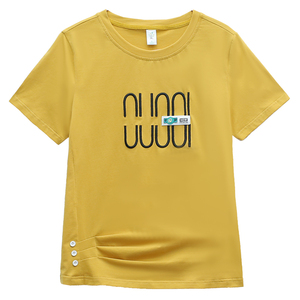 纯棉修身t恤女夏装2023年新款时尚收腰显瘦短袖上衣时髦百搭体恤