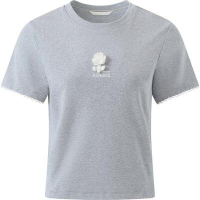 播夏日小花宽松短袖T恤女