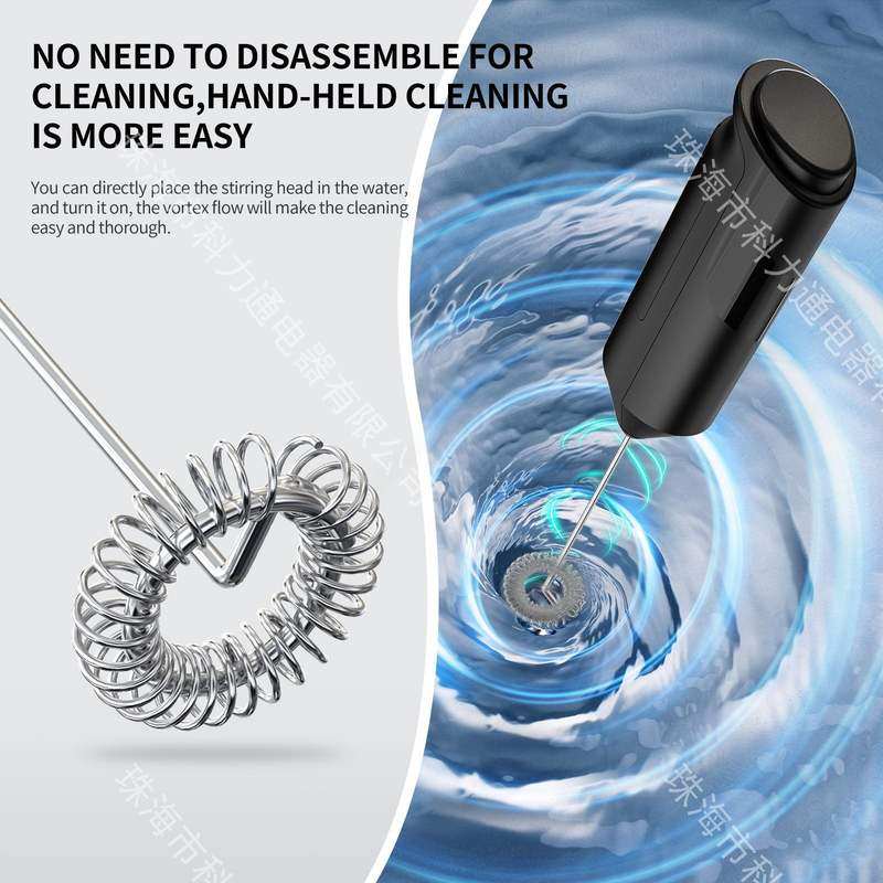 亚马逊电动打奶器新款泡器不锈钢奶油电动咖啡打蛋器奶便携搅拌器