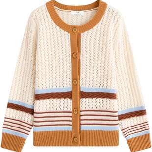 播broadcute童装毛衣开衫秋季新款男女童圆领单排扣KEQ3U551