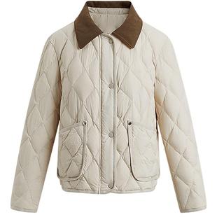 KBNE学院风零压云感短款羽绒服女2025冬季新款复古格纹面包服外套