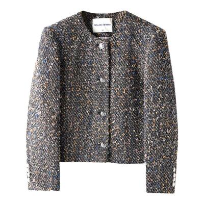 GOLDENBARRY|124099小香风气质时尚设计师圆领粗花小香外套