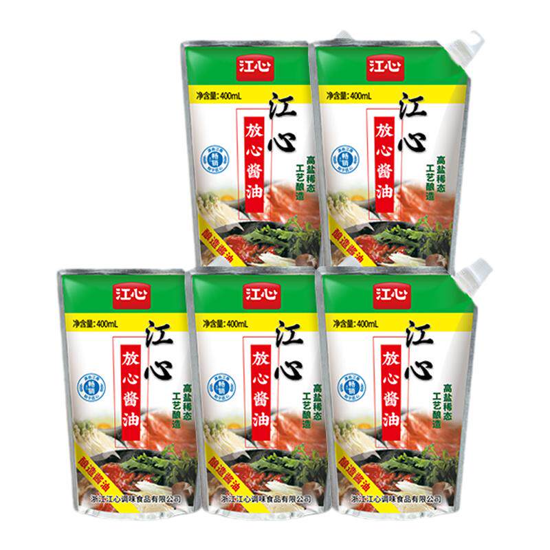 江心放心酱油400ml*5袋浙江温州老字号生抽三级传统酿造老式酱油