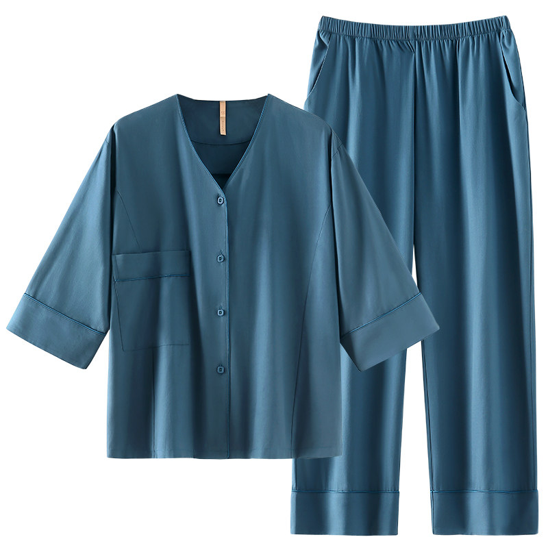 家乐芬兰精莫代尔睡衣女士春季春秋季秋款七分袖家居服高级感套装