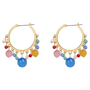 迪丽热巴孟子义同款耳环女糖果彩色串珠猫眼石耳钉轻奢高级感耳饰