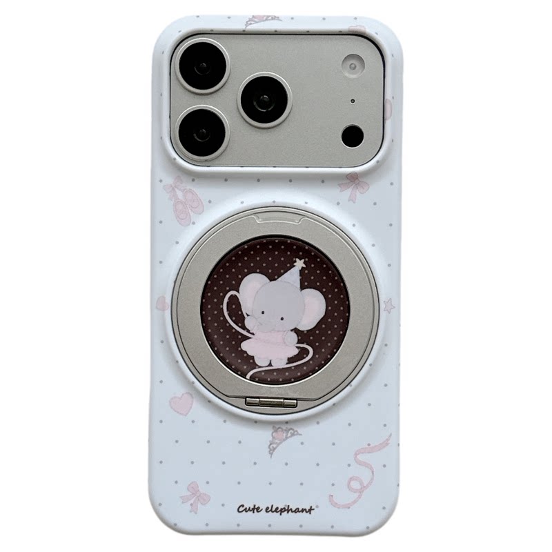 MoreRex 可爱波点帽子小象360旋转支架适用苹果17手机壳iphone16promax新款17pro菲林硬14防摔保护套13女款15