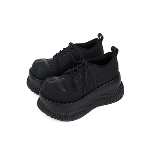 purple tiger【原创】十字架亚文化小皮鞋2025增高暗黑厚底单鞋