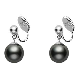DELTA澳白大溪地黑珍珠耳环耳钉925纯银无耳洞耳夹女简约气质耳饰