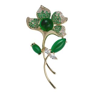 日韩气质绿珠银杏叶胸针女配饰大气清新外套别针开衫优雅胸花