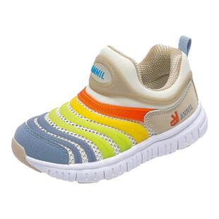 安奈儿宝宝鞋子男童鞋2026新款春秋透气一脚蹬毛毛虫鞋儿童运动鞋