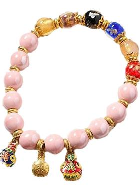 招财纳福香灰琉璃手串