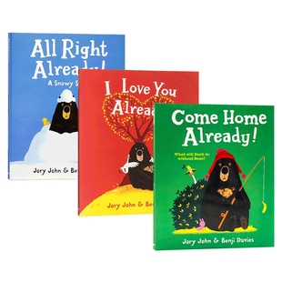 本吉戴维斯绘本3册套装 英文原版 Goodnight Come Home I Love You All Right Already 大熊与鸭子系列 儿童英语启蒙图画故事书