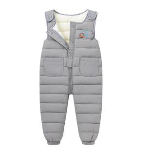 2024冬季新款儿童羽绒棉背带裤男童女童中小宝宝加绒加厚棉裤童装