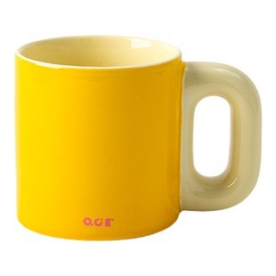 OCE多巴胺胖胖杯陶瓷马克杯500ml水杯撞色早餐大容量牛奶喝水杯子