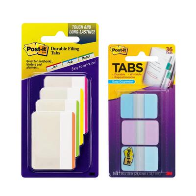 【美国3M|索引标签贴√加厚款】 686post-it学生用防水透明便利贴分类姓名指示目录书签贴便条荧光贴备注