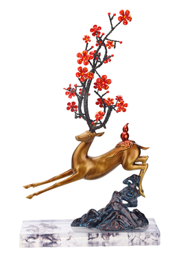 佐森 鹿禄吉祥 梅花鹿葫芦摆件客厅玄关办公室装饰开业乔迁送礼品