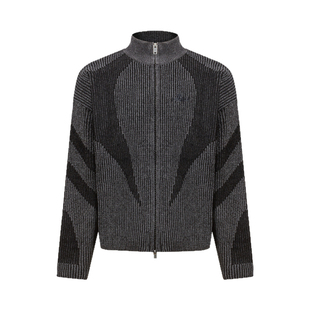 Remedy 秋季新款刺绣宽松毛衣外套男女潮牌休闲提花立领针织开衫