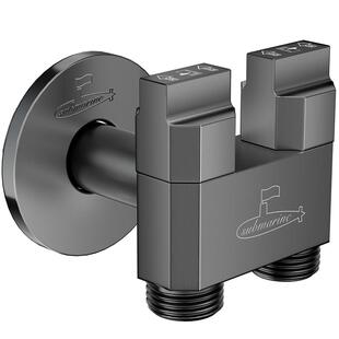 潜水艇加长角阀一进二出家用全铜三通分水阀开关双出水洗衣机龙头