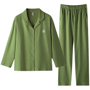 造福鸟情侣睡衣男女长袖春秋纯棉薄款大码套装宽松休闲开衫家居服