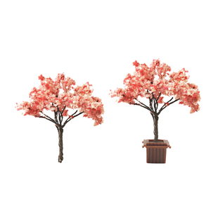 方寸景微缩仿真樱花树桃林模型沙盘粘土手办装饰动漫场景摄影景观