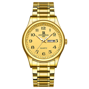 中老年人专用手表男士女士金表大数字防水夜光老人男款机械表石英